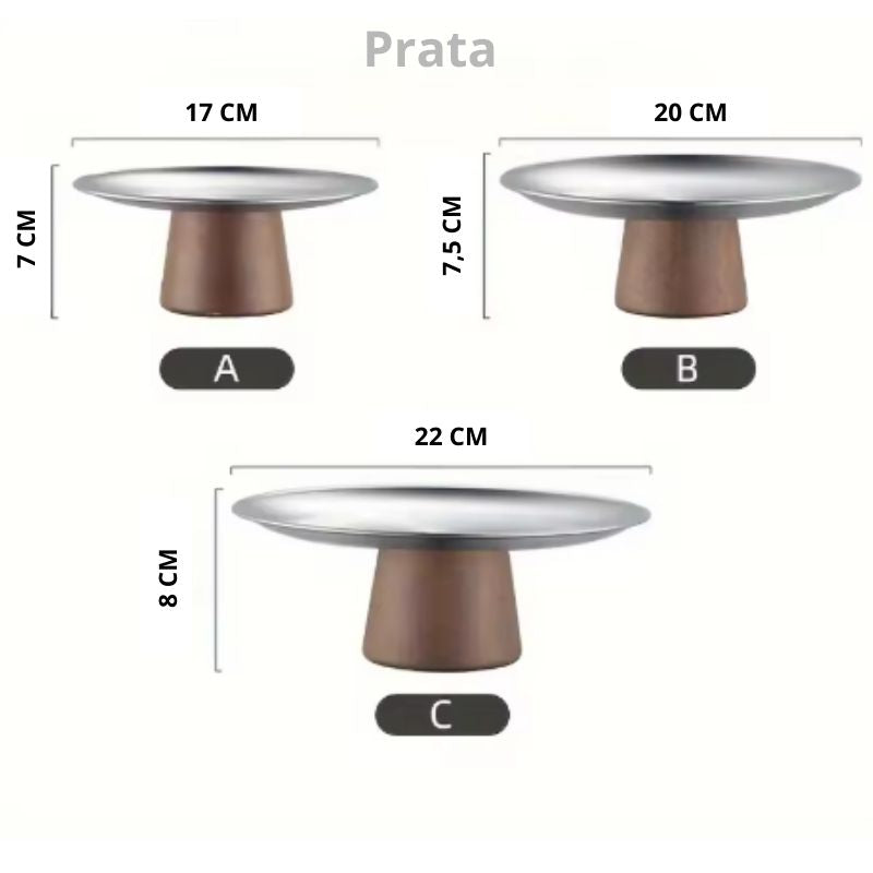 Bandeja com base de madeira